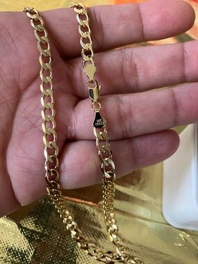 Curb Chain Necklace 14K Yellow Gold Bonded 24”